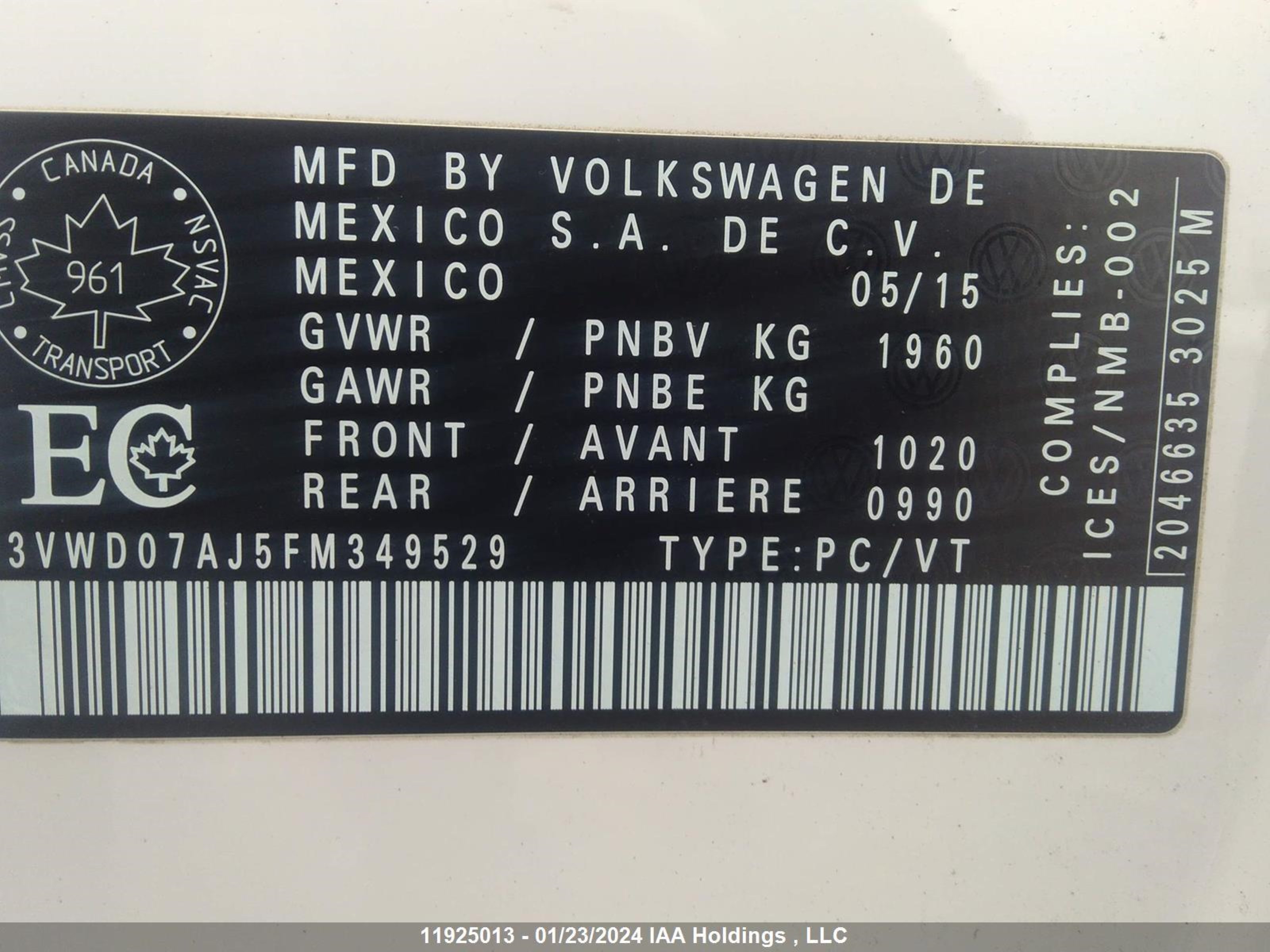 Photo 8 VIN: 3VWD07AJ5FM349529 - VOLKSWAGEN JETTA 