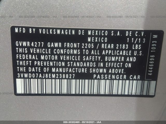 Photo 8 VIN: 3VWD07AJ8EM238827 - VOLKSWAGEN JETTA SEDAN 