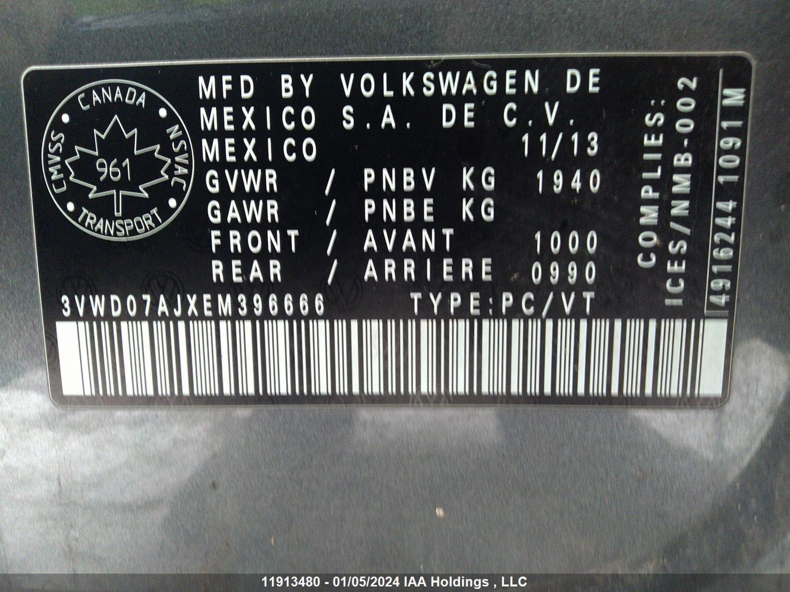 Photo 8 VIN: 3VWD07AJXEM396666 - VOLKSWAGEN JETTA 