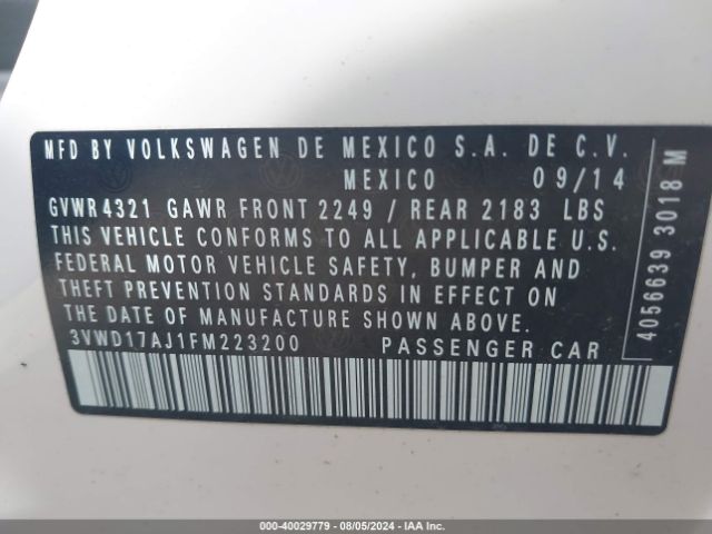 Photo 8 VIN: 3VWD17AJ1FM223200 - VOLKSWAGEN JETTA 