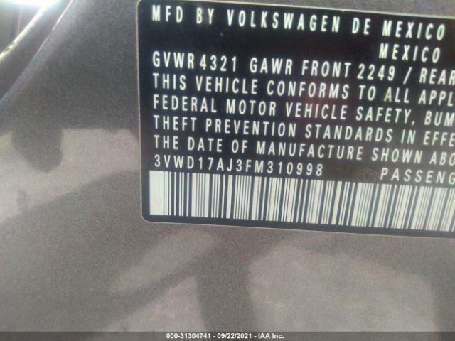 Photo 8 VIN: 3VWD17AJ3FM310998 - VOLKSWAGEN JETTA SEDAN 