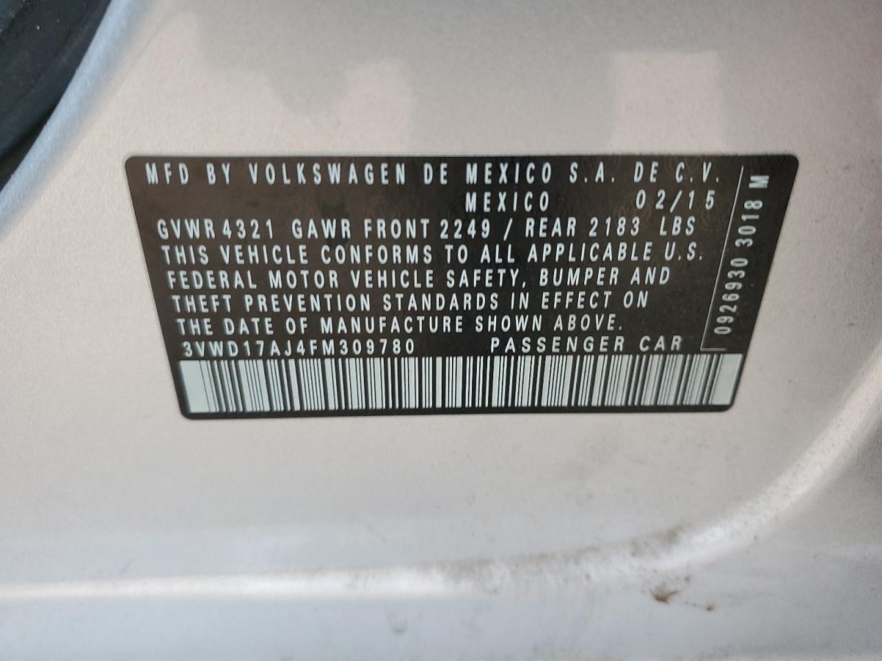 Photo 11 VIN: 3VWD17AJ4FM309780 - VOLKSWAGEN JETTA 