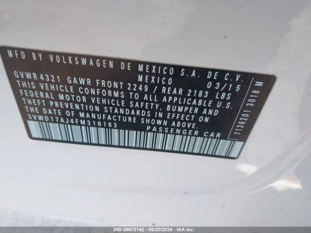 Photo 8 VIN: 3VWD17AJ4FM316163 - VOLKSWAGEN JETTA 