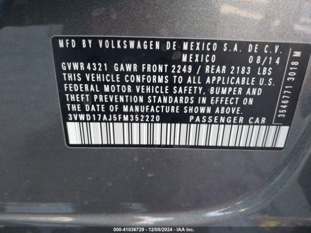 Photo 8 VIN: 3VWD17AJ5FM352220 - VOLKSWAGEN JETTA 