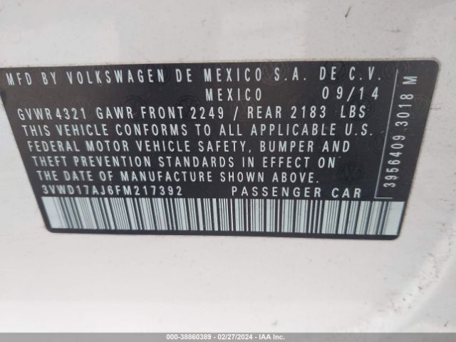 Photo 8 VIN: 3VWD17AJ6FM217392 - VOLKSWAGEN JETTA 