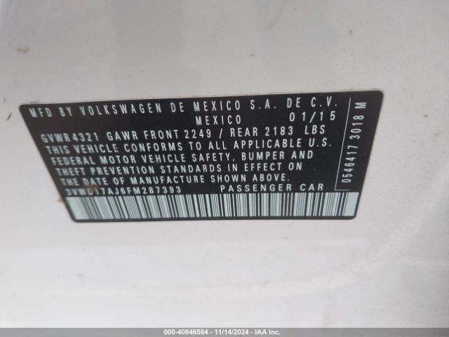 Photo 8 VIN: 3VWD17AJ6FM287393 - VOLKSWAGEN JETTA 