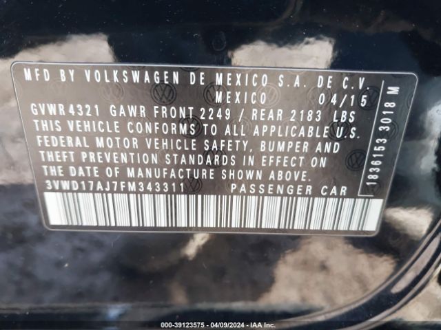 Photo 8 VIN: 3VWD17AJ7FM343311 - VOLKSWAGEN JETTA 