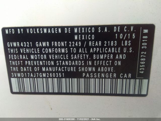 Photo 8 VIN: 3VWD17AJ7GM260351 - VOLKSWAGEN JETTA SEDAN 