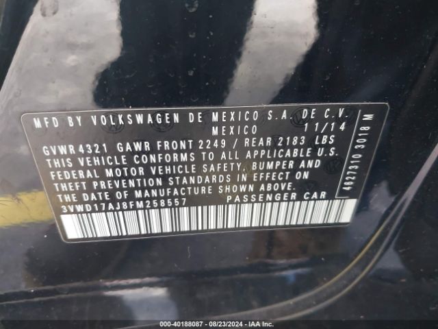 Photo 8 VIN: 3VWD17AJ8FM258557 - VOLKSWAGEN JETTA 