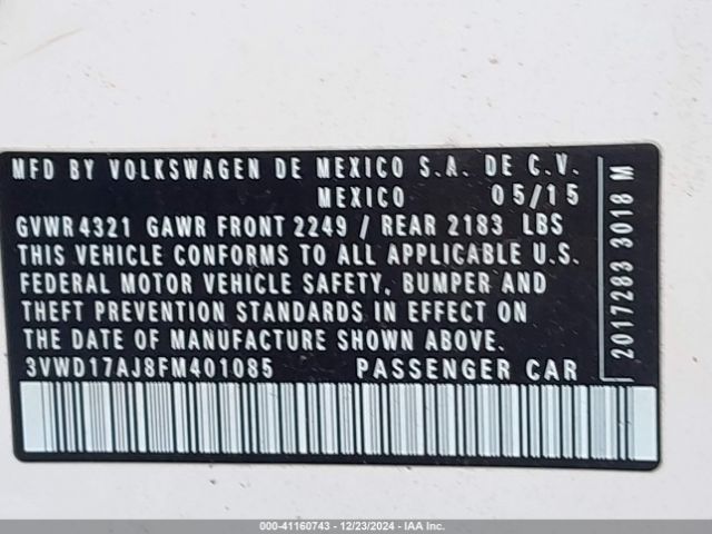 Photo 8 VIN: 3VWD17AJ8FM401085 - VOLKSWAGEN JETTA 