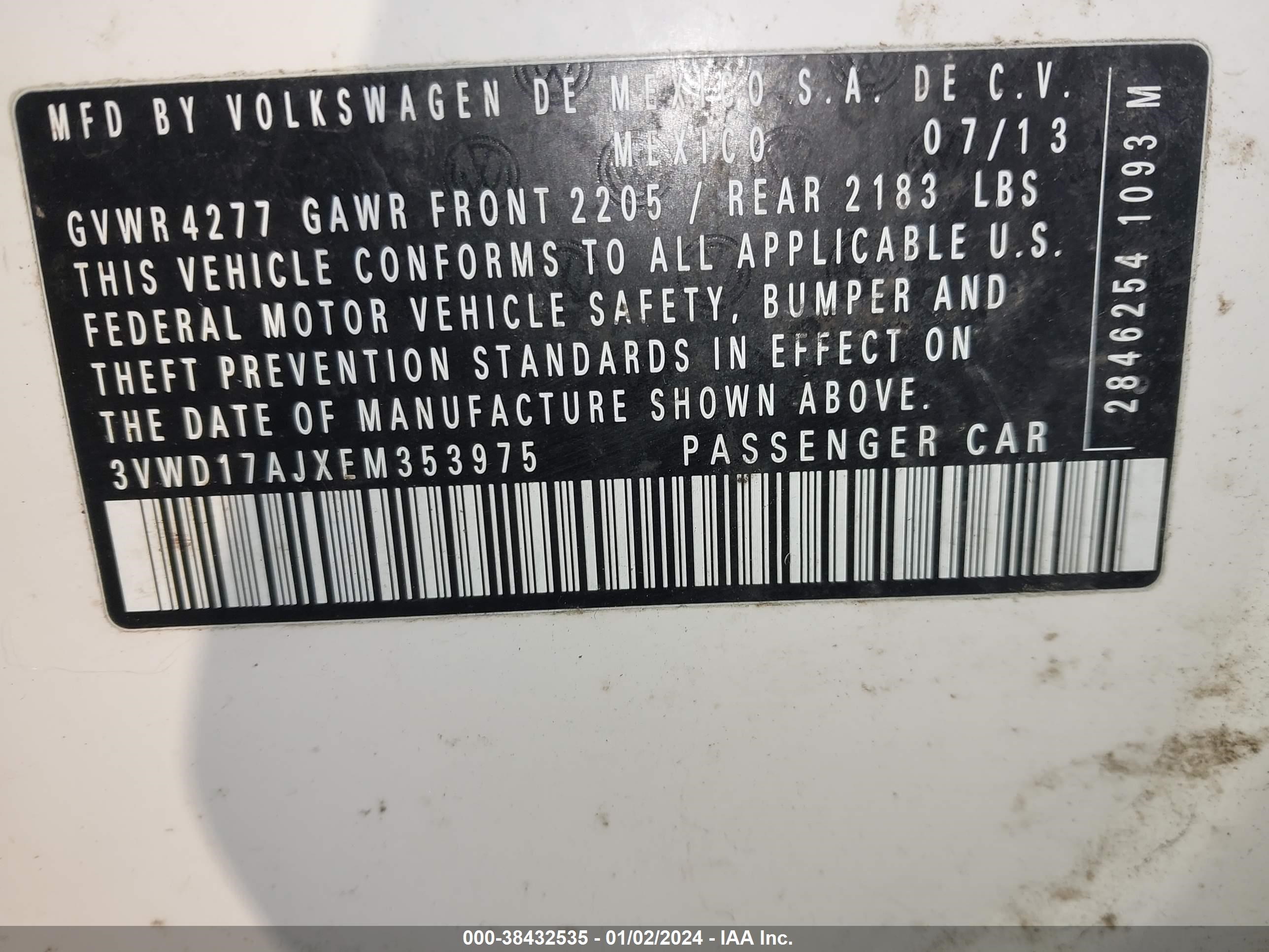 Photo 8 VIN: 3VWD17AJXEM353975 - VOLKSWAGEN JETTA 