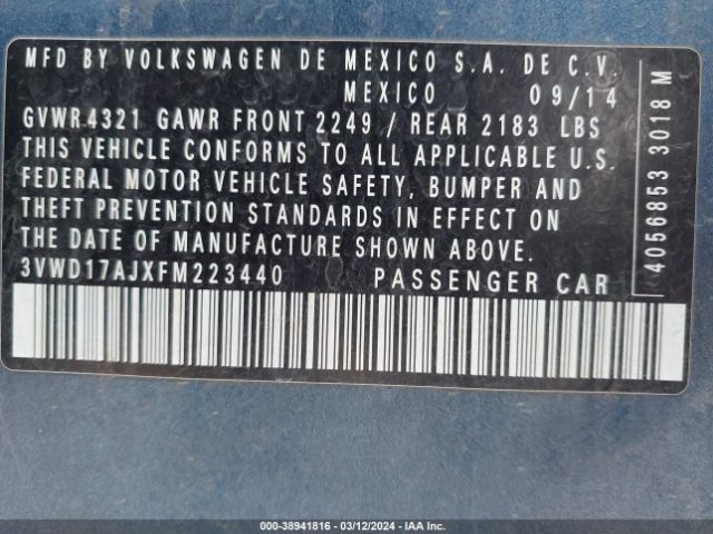 Photo 8 VIN: 3VWD17AJXFM223440 - VOLKSWAGEN JETTA SE 