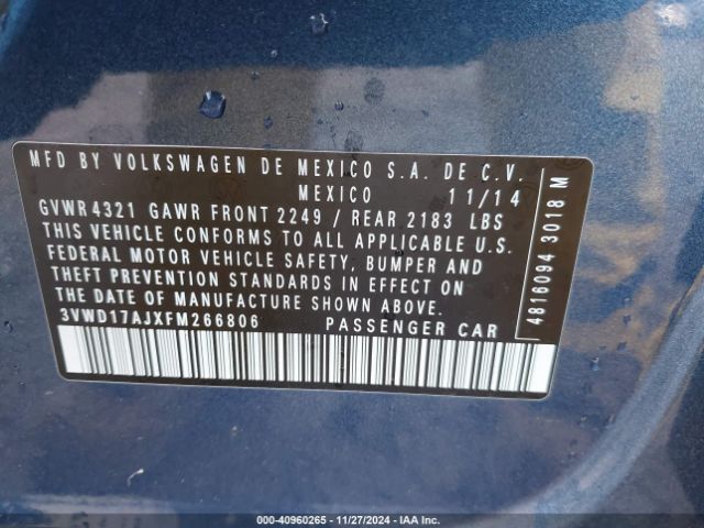 Photo 8 VIN: 3VWD17AJXFM266806 - VOLKSWAGEN JETTA 