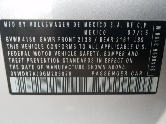 Photo 9 VIN: 3VWD67AJ0GM209078 - VOLKSWAGEN JETTA SE 