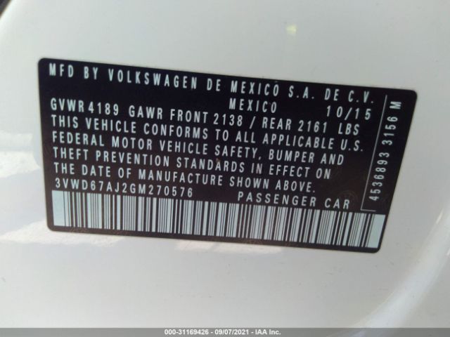 Photo 8 VIN: 3VWD67AJ2GM270576 - VOLKSWAGEN JETTA SEDAN 