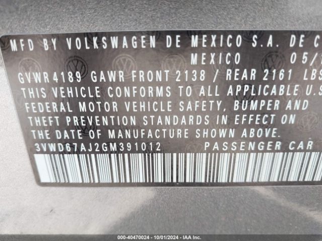 Photo 8 VIN: 3VWD67AJ2GM391012 - VOLKSWAGEN JETTA 