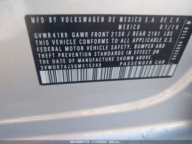 Photo 8 VIN: 3VWD67AJ3GM315248 - VOLKSWAGEN JETTA 