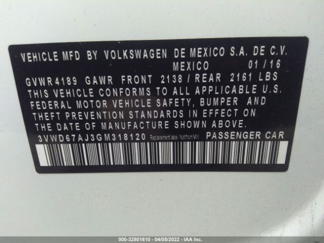 Photo 8 VIN: 3VWD67AJ3GM318120 - VOLKSWAGEN JETTA SEDAN 