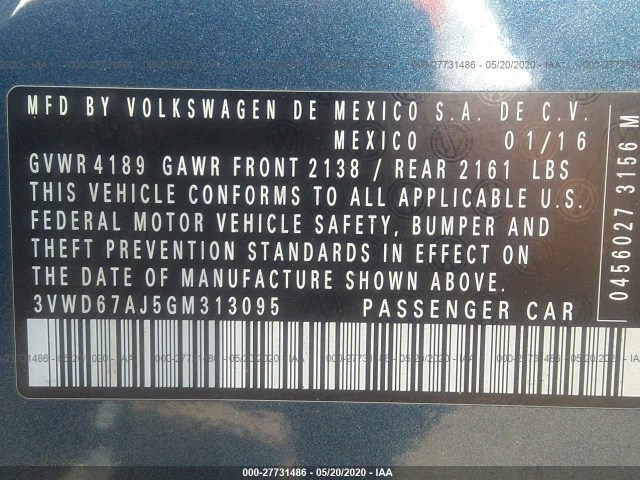 Photo 8 VIN: 3VWD67AJ5GM313095 - VOLKSWAGEN JETTA SEDAN 