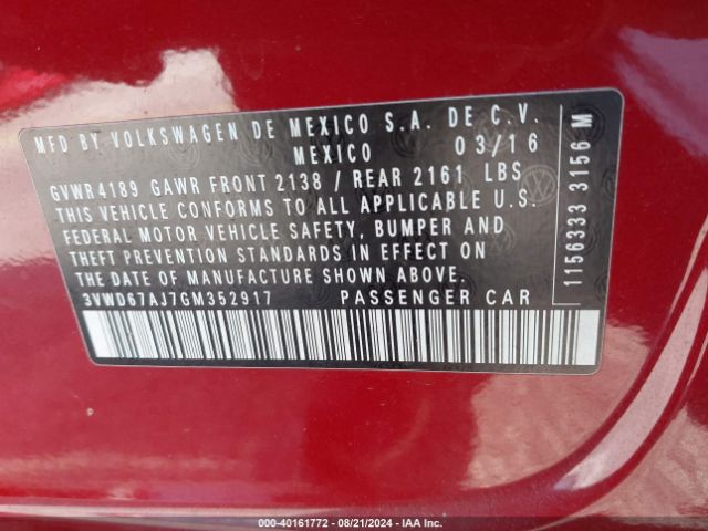 Photo 8 VIN: 3VWD67AJ7GM352917 - VOLKSWAGEN JETTA 