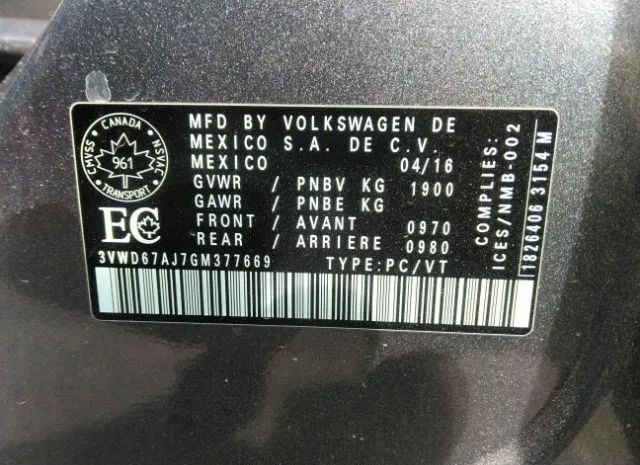 Photo 8 VIN: 3VWD67AJ7GM377669 - VOLKSWAGEN JETTA 