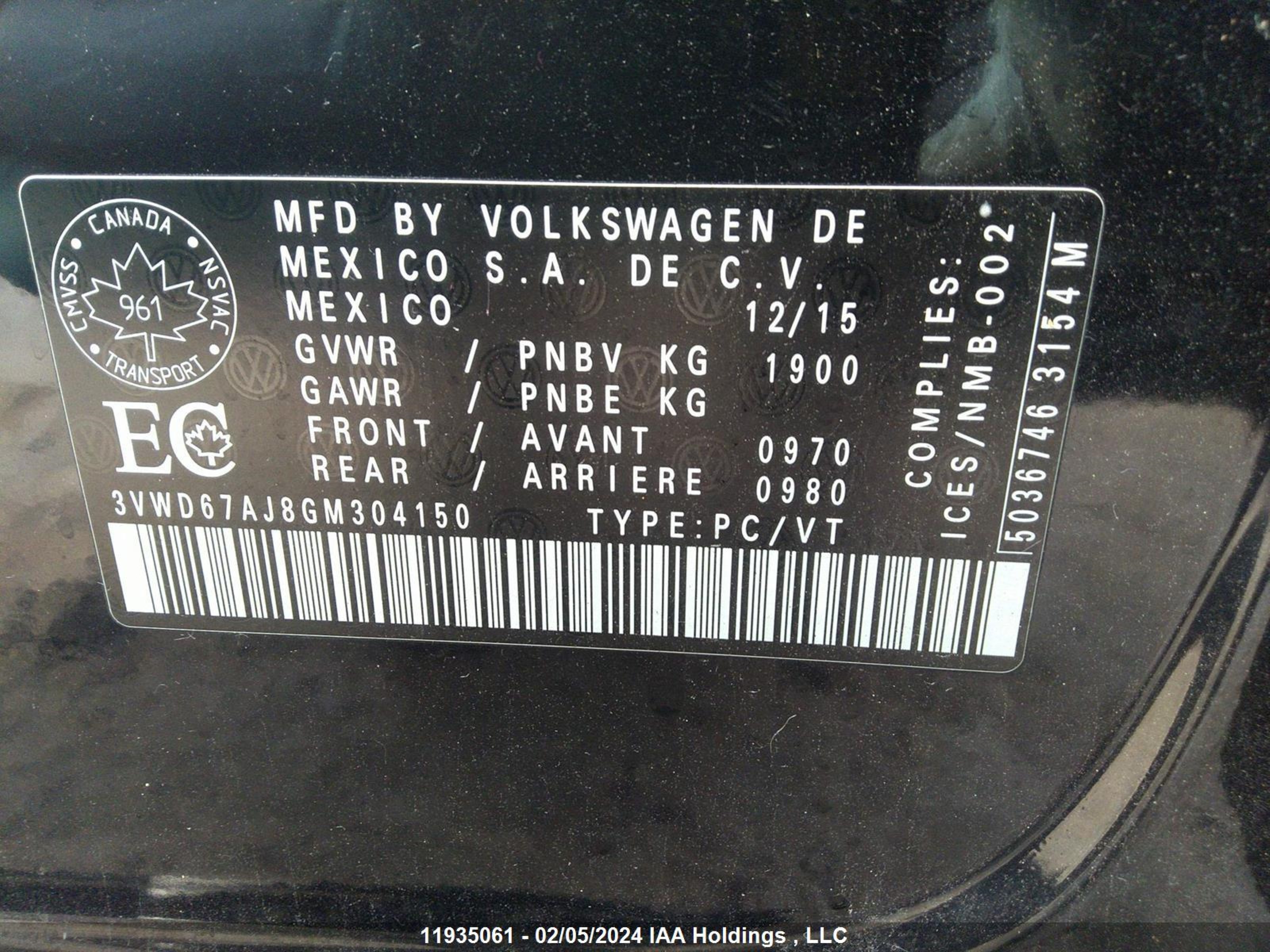 Photo 8 VIN: 3VWD67AJ8GM304150 - VOLKSWAGEN JETTA 