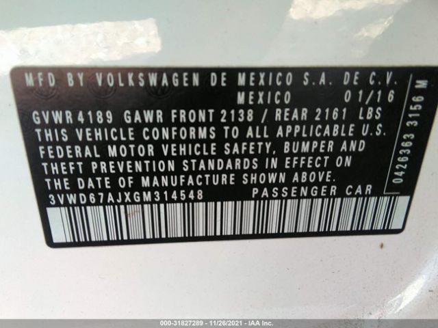 Photo 8 VIN: 3VWD67AJXGM314548 - VOLKSWAGEN JETTA SEDAN 