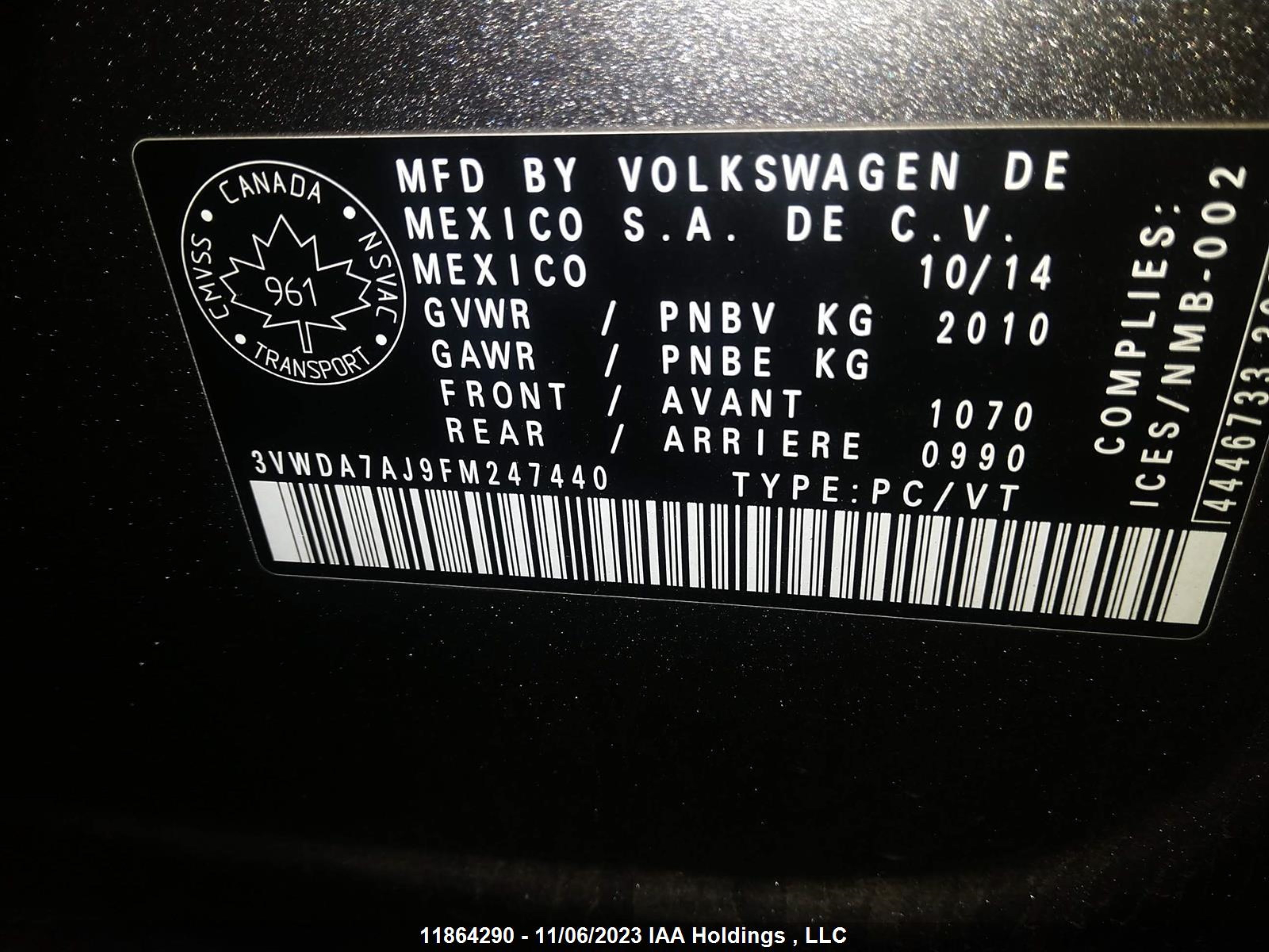 Photo 8 VIN: 3VWDA7AJ9FM247440 - VOLKSWAGEN JETTA 