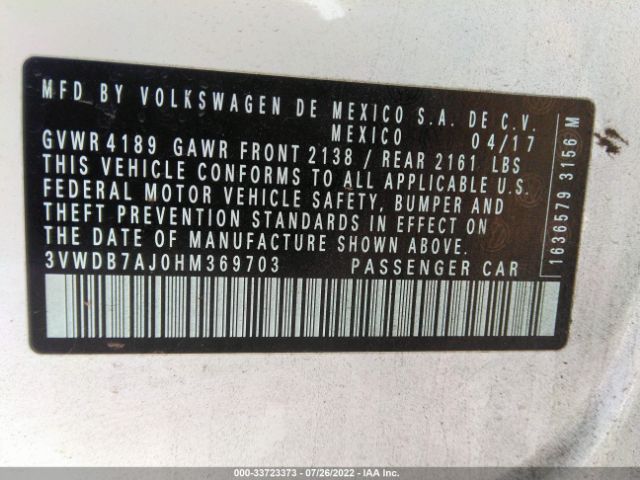 Photo 8 VIN: 3VWDB7AJ0HM369703 - VOLKSWAGEN JETTA 