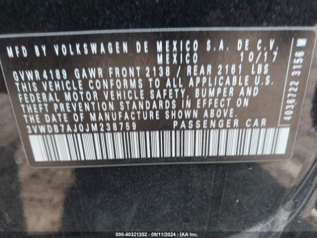 Photo 8 VIN: 3VWDB7AJ0JM238759 - VOLKSWAGEN JETTA 