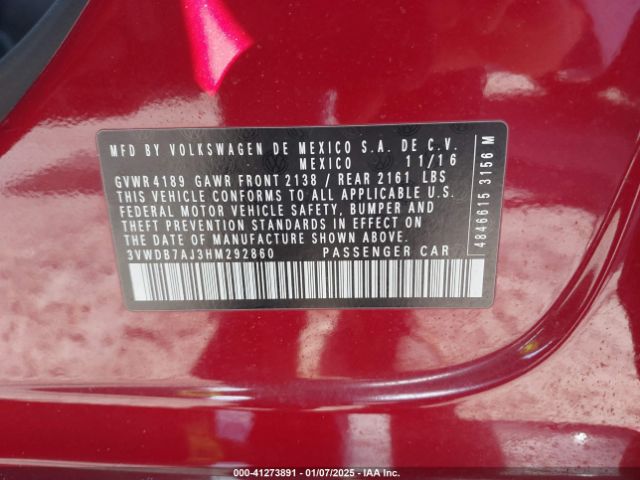 Photo 8 VIN: 3VWDB7AJ3HM292860 - VOLKSWAGEN JETTA 