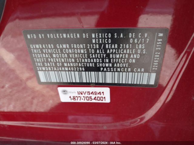 Photo 8 VIN: 3VWDB7AJ4HM402296 - VOLKSWAGEN JETTA 