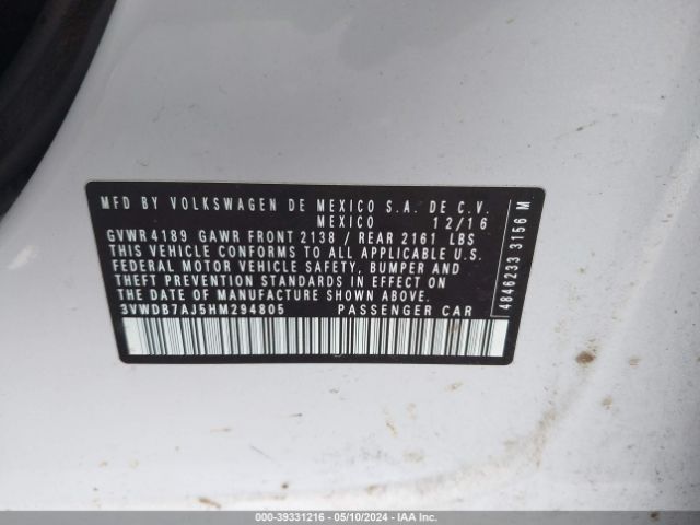 Photo 8 VIN: 3VWDB7AJ5HM294805 - VOLKSWAGEN JETTA 