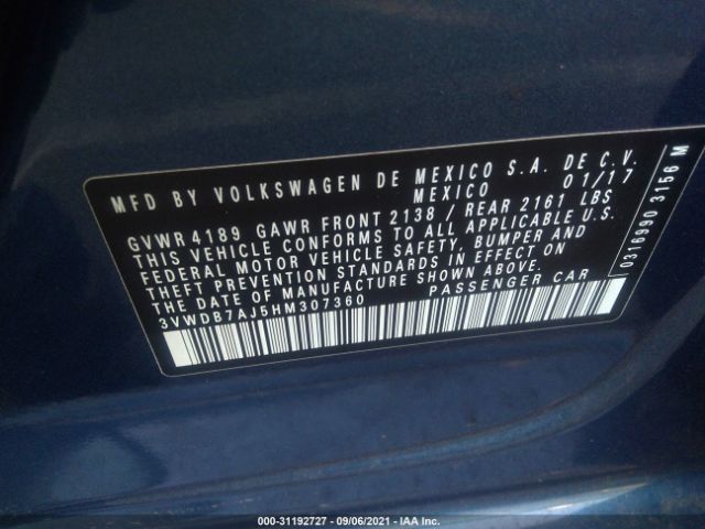 Photo 8 VIN: 3VWDB7AJ5HM307360 - VOLKSWAGEN JETTA 