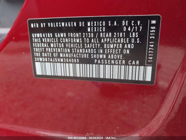 Photo 8 VIN: 3VWDB7AJ5HM364089 - VOLKSWAGEN JETTA 