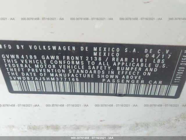 Photo 8 VIN: 3VWDB7AJ5HM377165 - VOLKSWAGEN JETTA 