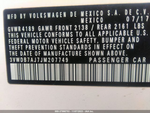 Photo 8 VIN: 3VWDB7AJ7JM207749 - VOLKSWAGEN JETTA 