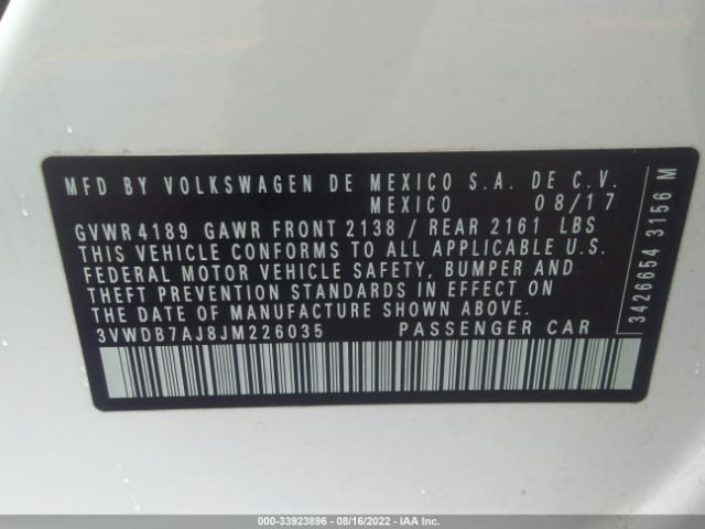 Photo 8 VIN: 3VWDB7AJ8JM226035 - VOLKSWAGEN JETTA 