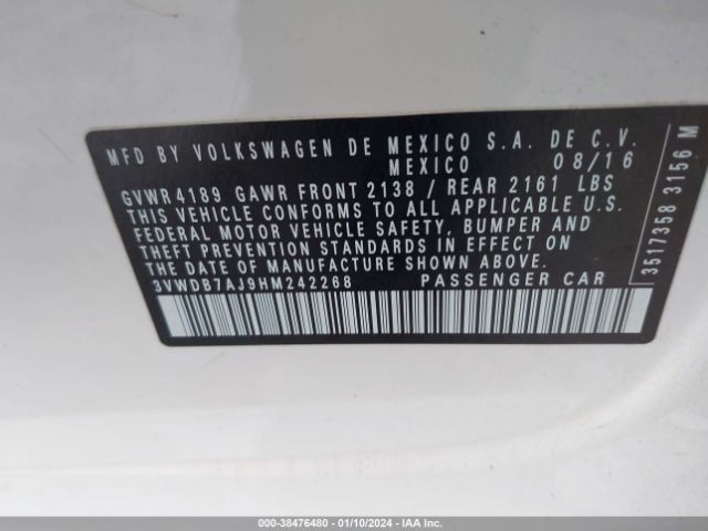 Photo 8 VIN: 3VWDB7AJ9HM242268 - VOLKSWAGEN JETTA 