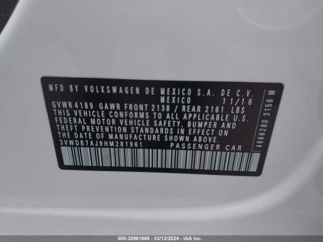 Photo 8 VIN: 3VWDB7AJ9HM281961 - VOLKSWAGEN JETTA 