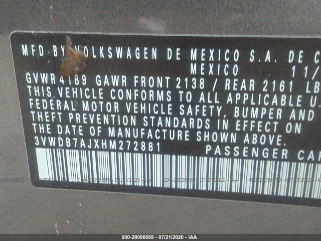 Photo 8 VIN: 3VWDB7AJXHM272881 - VOLKSWAGEN JETTA 