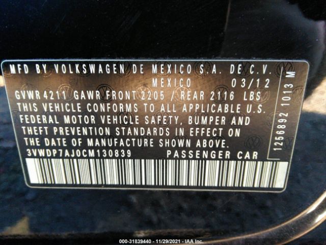 Photo 8 VIN: 3VWDP7AJ0CM130839 - VOLKSWAGEN JETTA SEDAN 