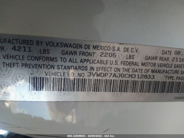 Photo 8 VIN: 3VWDP7AJ0CM312833 - VOLKSWAGEN JETTA SEDAN 