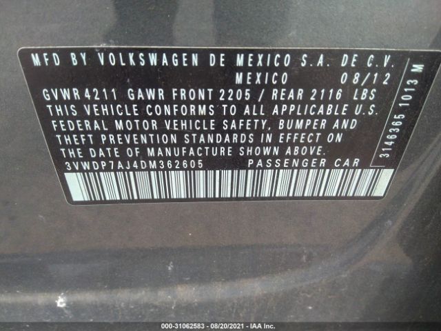 Photo 8 VIN: 3VWDP7AJ4DM362605 - VOLKSWAGEN JETTA SEDAN 