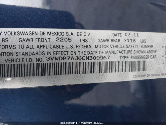 Photo 8 VIN: 3VWDP7AJ6CM309967 - VOLKSWAGEN JETTA 