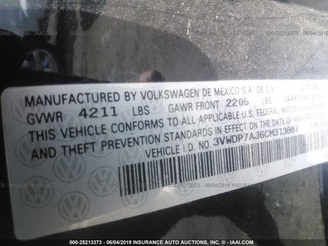 Photo 8 VIN: 3VWDP7AJ6CM313887 - VOLKSWAGEN JETTA SE 