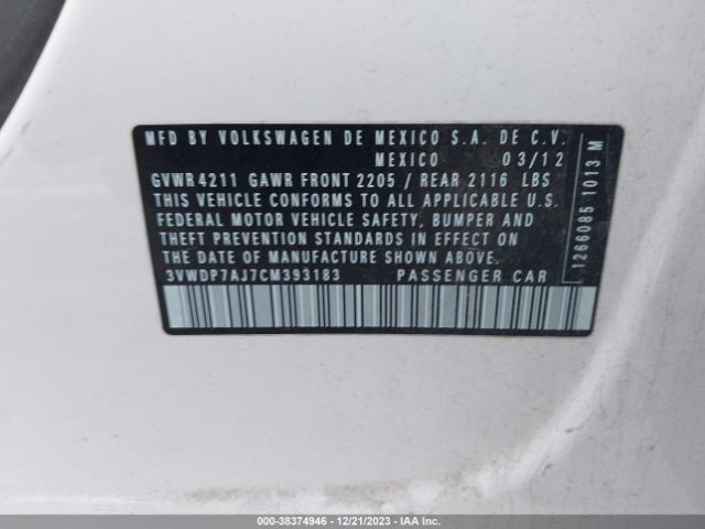 Photo 8 VIN: 3VWDP7AJ7CM393183 - VOLKSWAGEN JETTA 