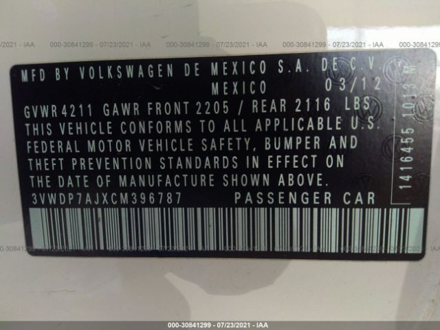 Photo 8 VIN: 3VWDP7AJXCM396787 - VOLKSWAGEN JETTA SEDAN 