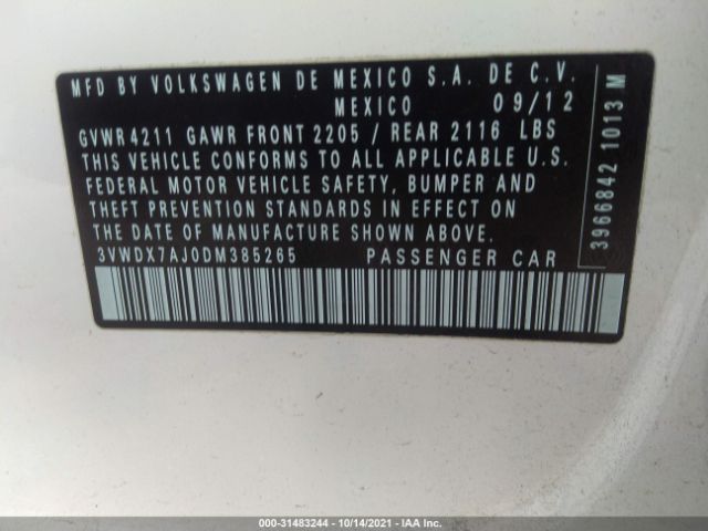 Photo 8 VIN: 3VWDX7AJ0DM385265 - VOLKSWAGEN JETTA SEDAN 