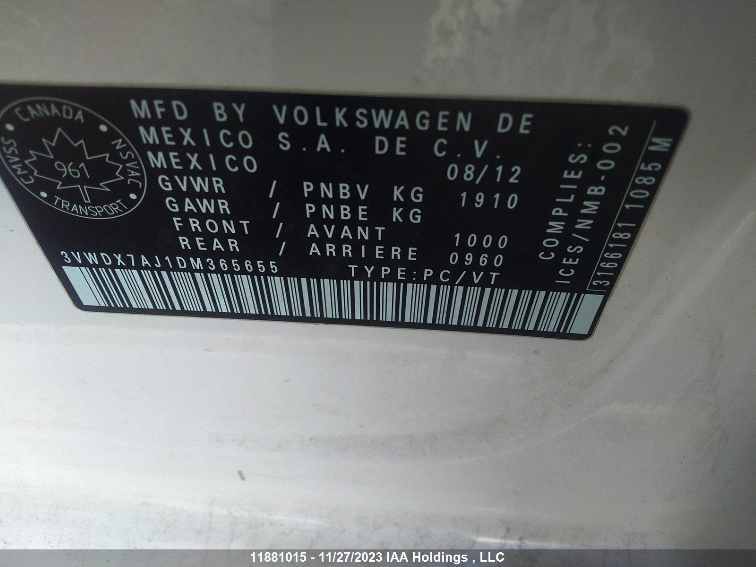 Photo 8 VIN: 3VWDX7AJ1DM365655 - VOLKSWAGEN JETTA 